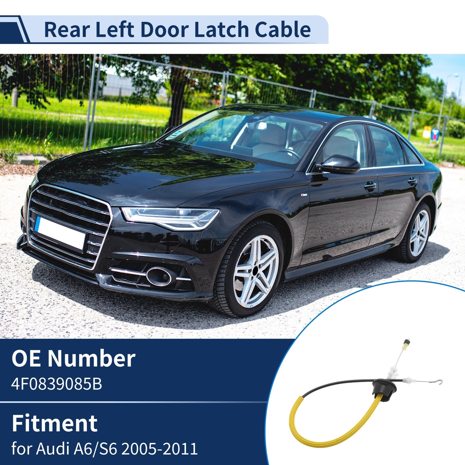 Door Latch Cable Replacement for Audi A6 S6 2005–2011 Rear Left