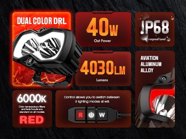 2X LED Pod Work Flood Lights for Jeep SUV