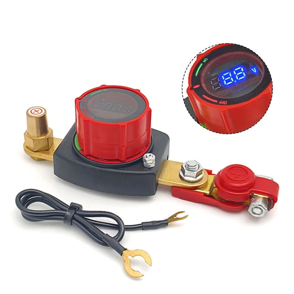 Battery Disconnect Switch with Voltmeter for Small Head Battery Terminals