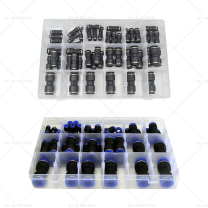50pcs Pneumatic Push In Air Line Hose Joiner Quick Connect Kit