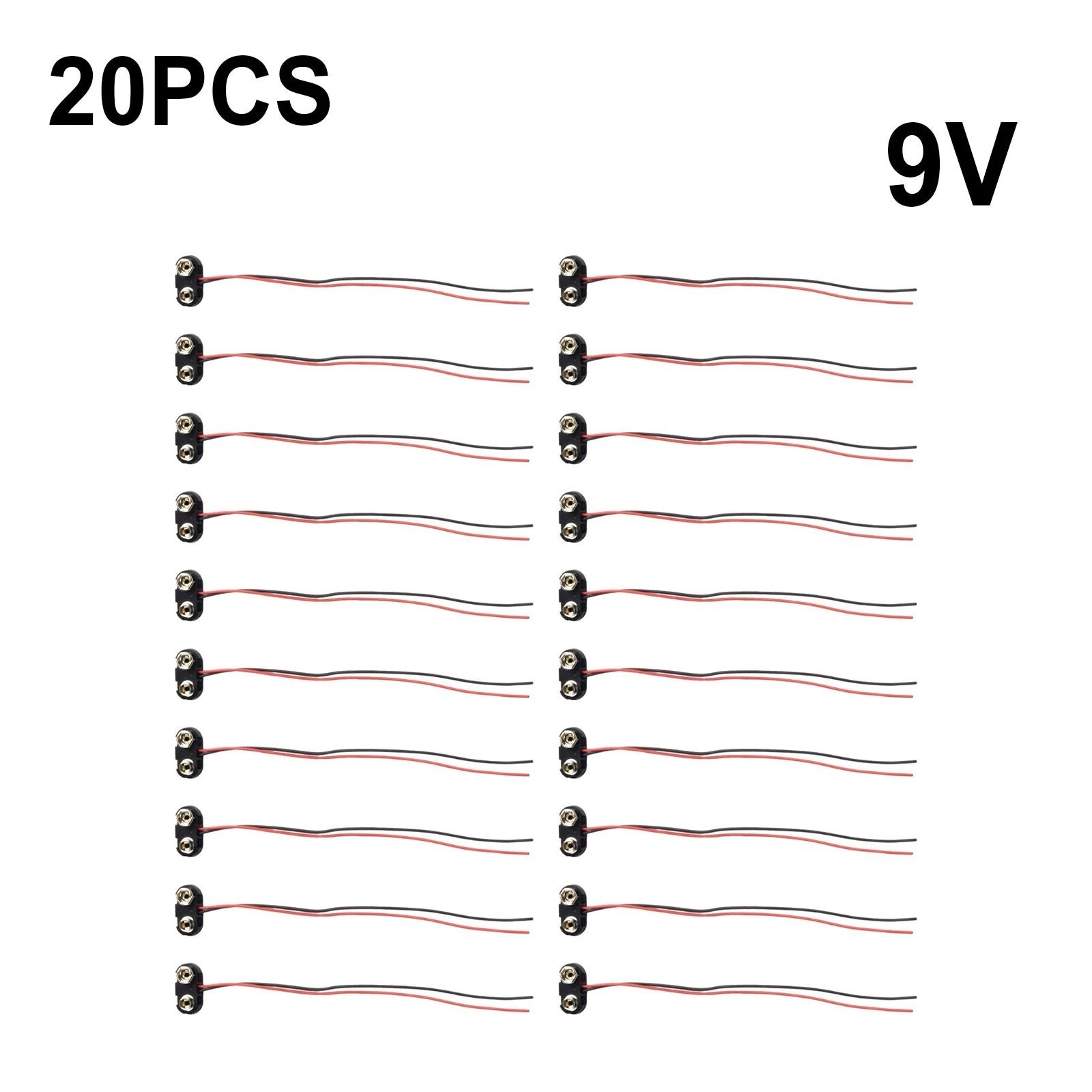 20X 9V Battery Clips T Type Connector Hard Shell