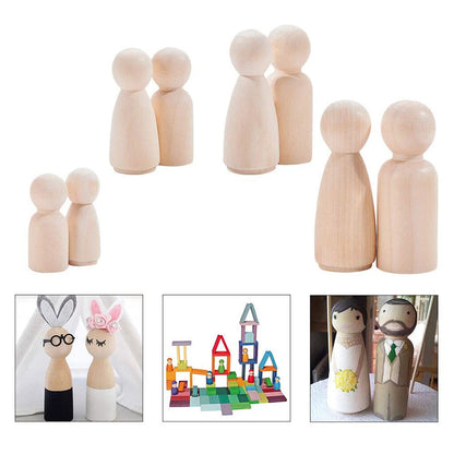 2X 75mm Wooden Peg Dolls for DIY Crafts & Cake Toppers