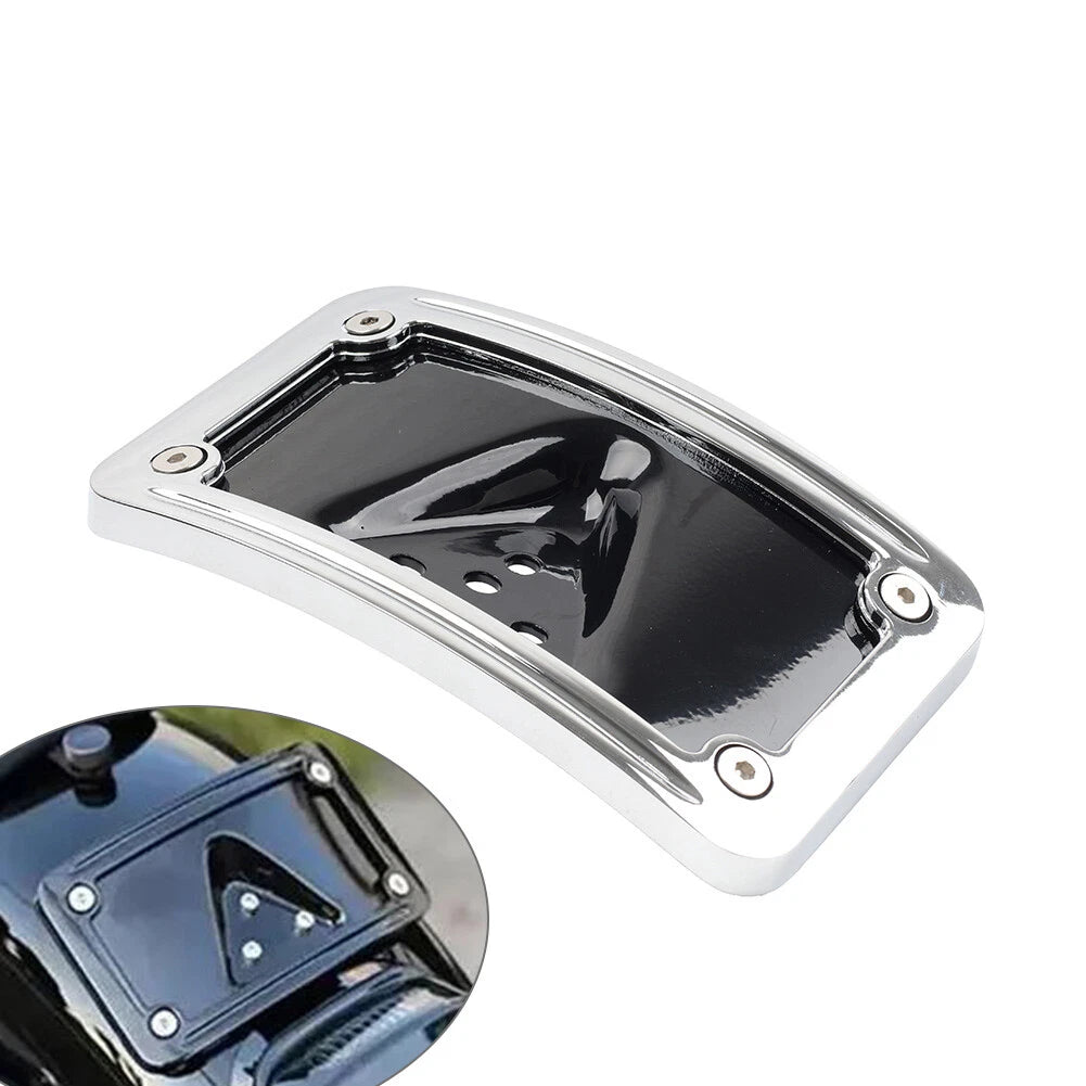 Curved Laydown License Plate Frame Mount Bracket for Harley Dyna (2006–2023)