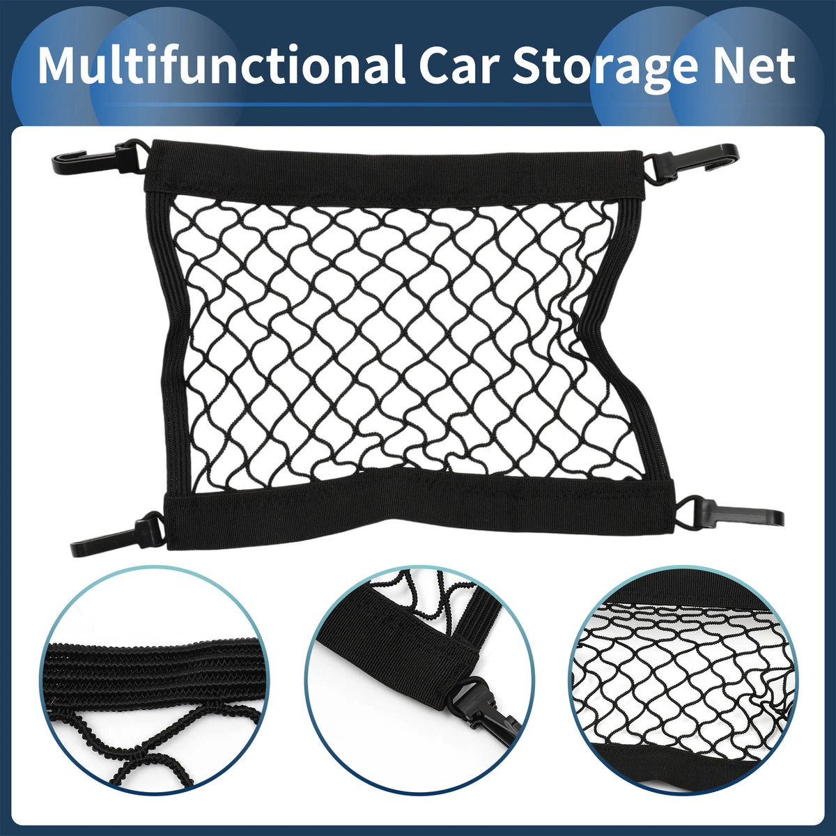 Seat Net Car Storage Mesh Bag for Backseat Dog Barrier (9.84"x11.81")