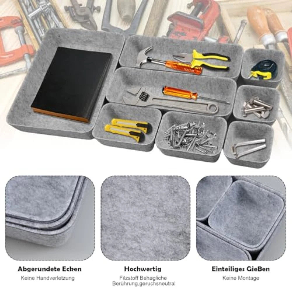 Set of 2 Modern Felt Organizer Boxes for Cosmetics and More