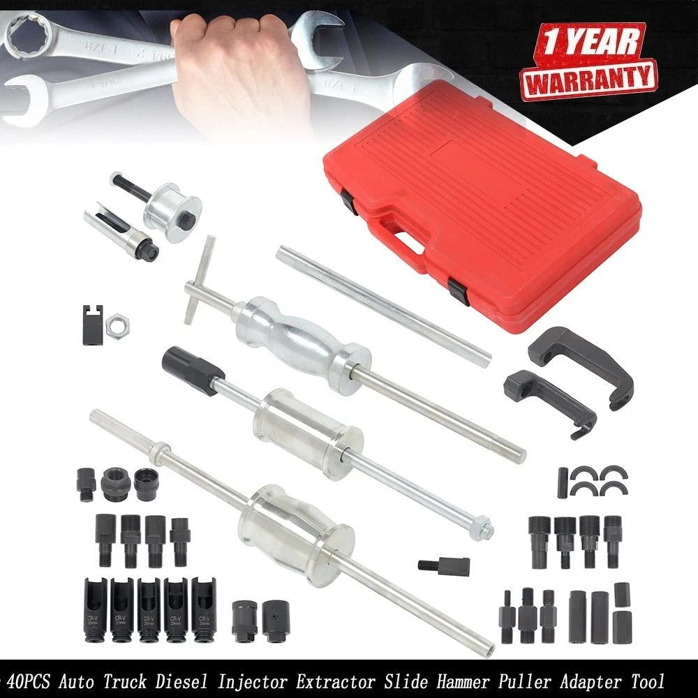 Injector Extractor Slide Hammer Puller Tool Kit for Auto Truck (40 Pcs)