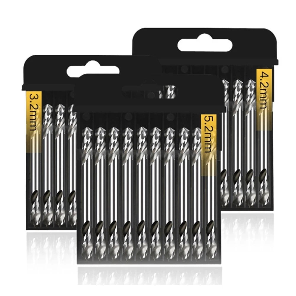 10pcs HSS6542 Double Ended Spiral Drill Bits (3.2mm, 4.2mm, 5.2mm)