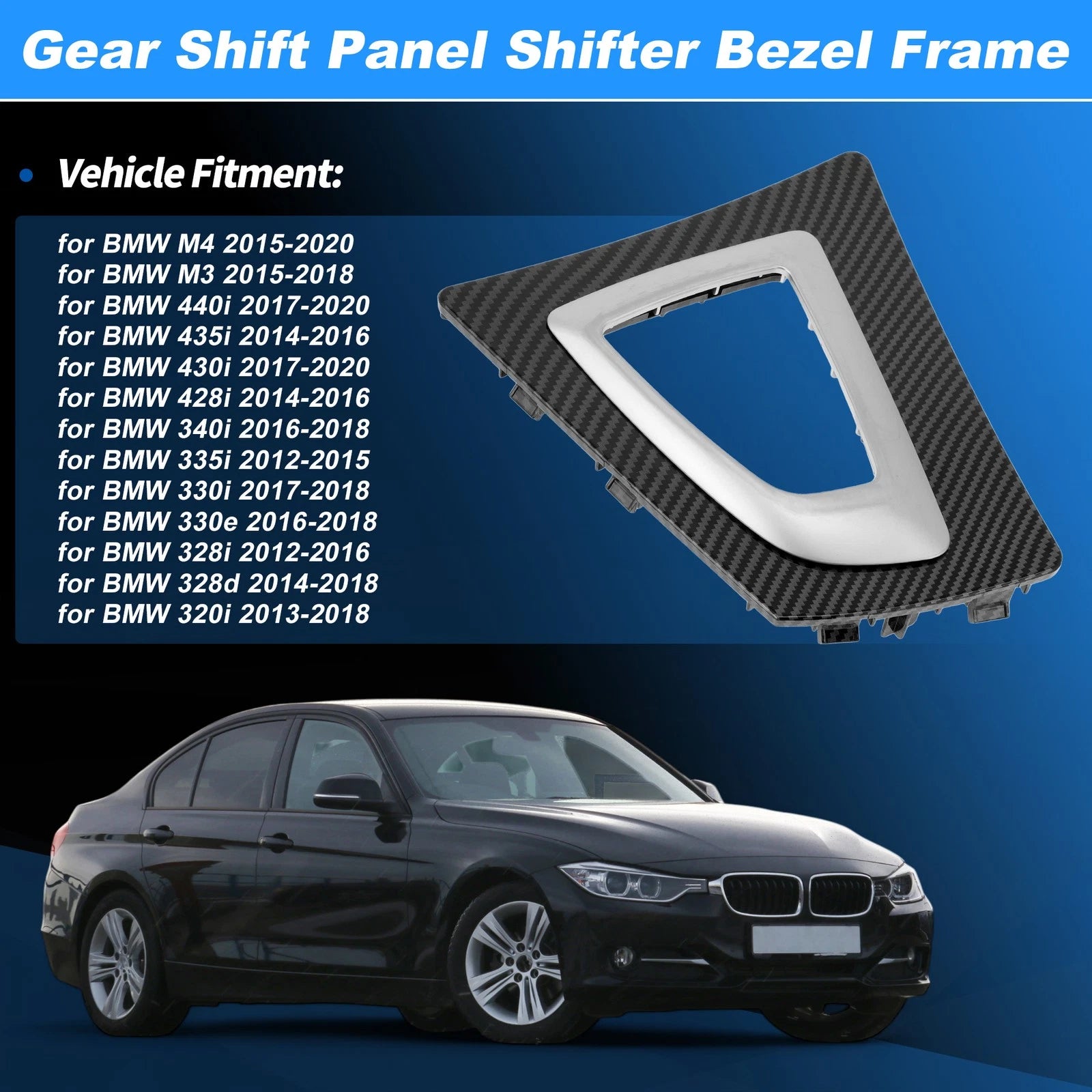 Carbon Fiber Pattern Gear Shift Panel Bezel Frame for BMW 3 Series (2012–2019)