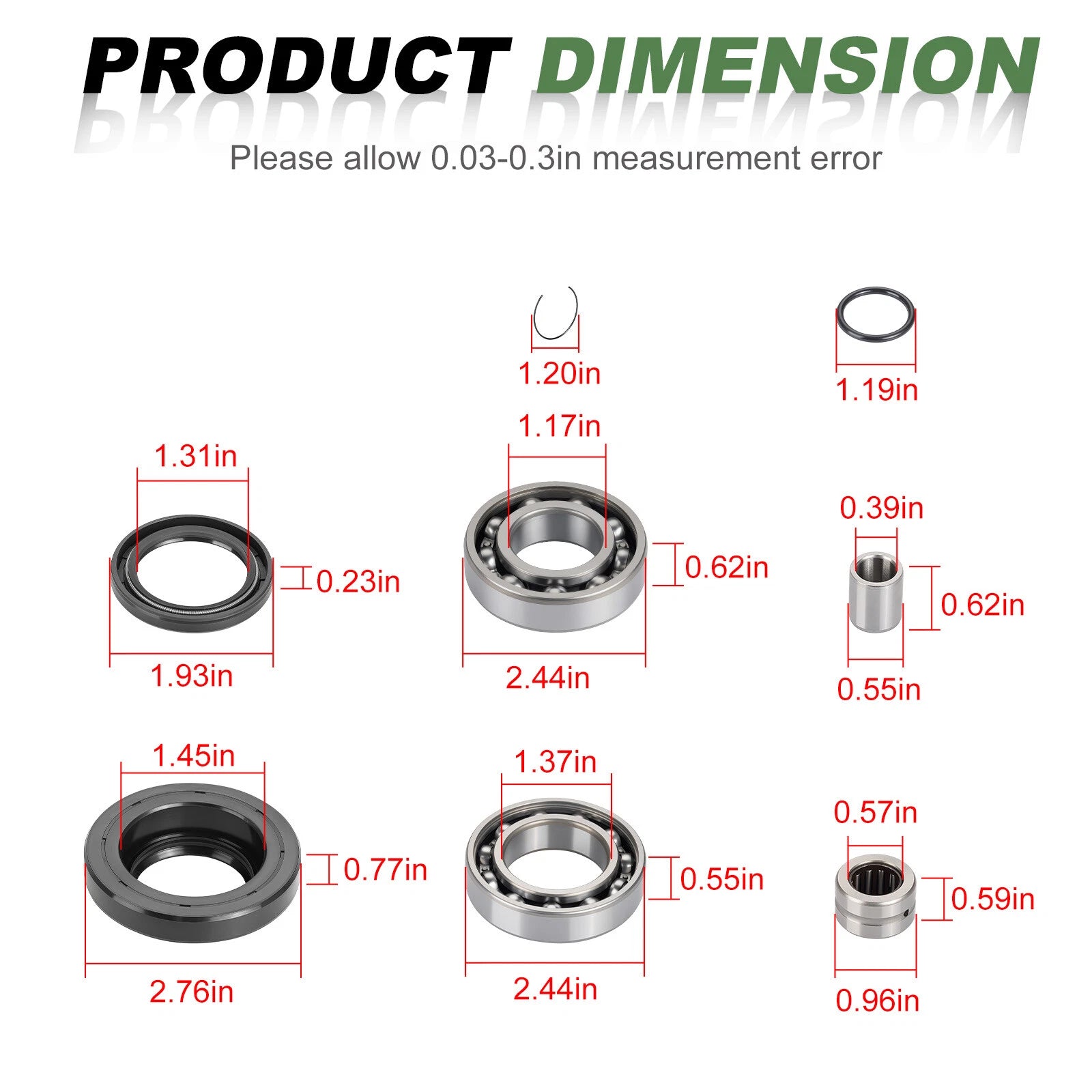 Rear Differential Bearing Seal Kit for Honda Rubicon TRX500FA TRX500FGA (2001–2023)