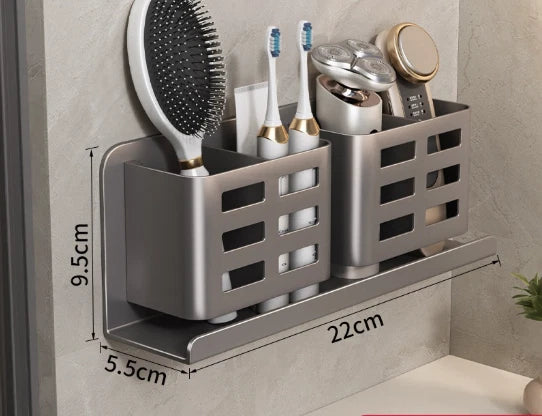 Wall Mounted Wood Grain Comb Holder for Bathroom Organizer