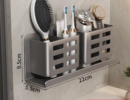 Wall Mounted Wood Grain Comb Holder for Bathroom Organizer