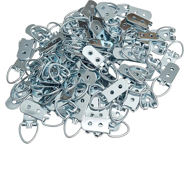 100pcs Iron Metal Two Hole D Ring Hangers with Anti Rust Electroplating