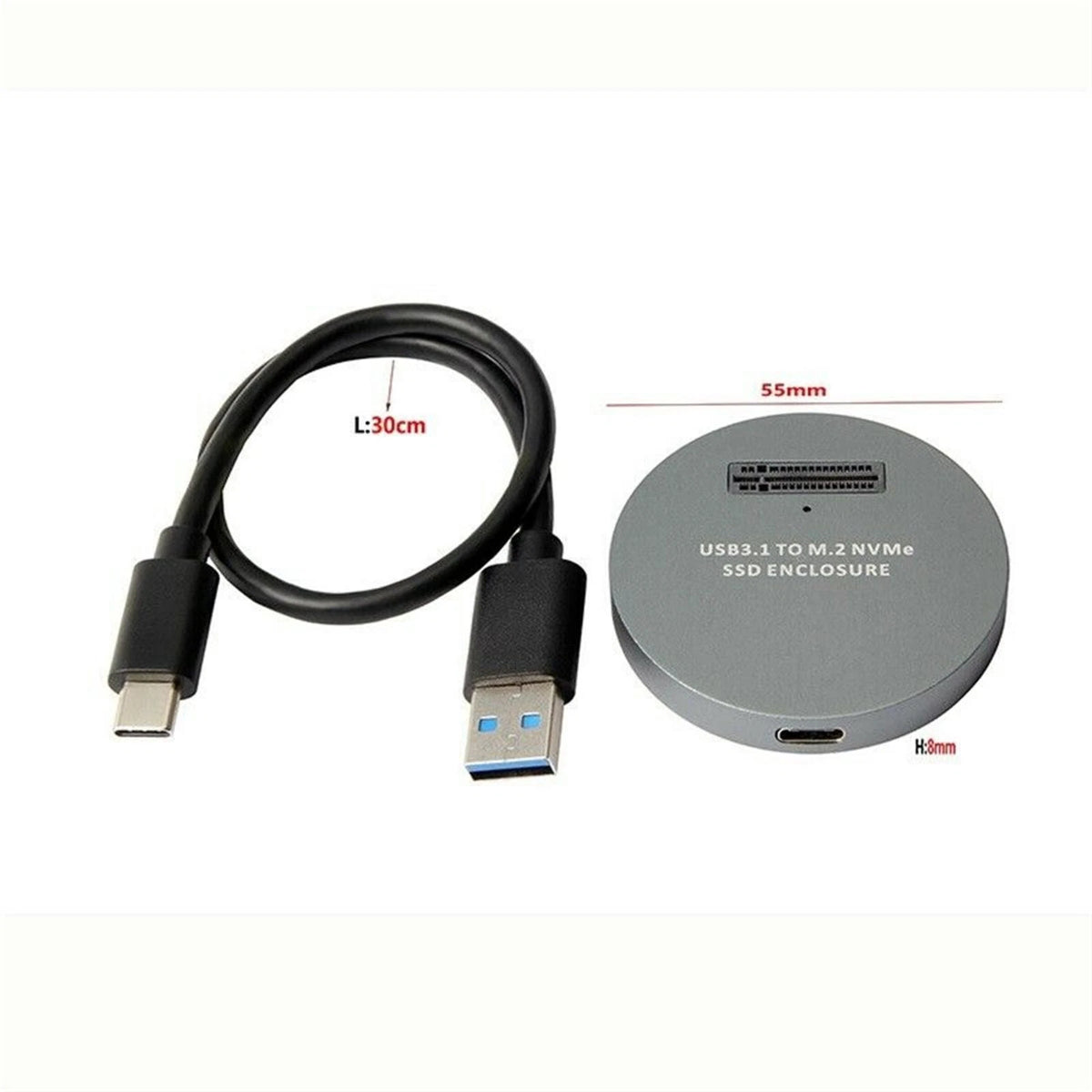 M.2 NVME PCIe SSD Enclosure Adapter for USB-C (USB 3.0)