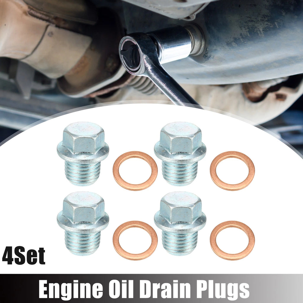 Oil Drain Plug M14x1.5 with Washer 4pc Set for Mitsubishi Silver Tone (2000–2000)