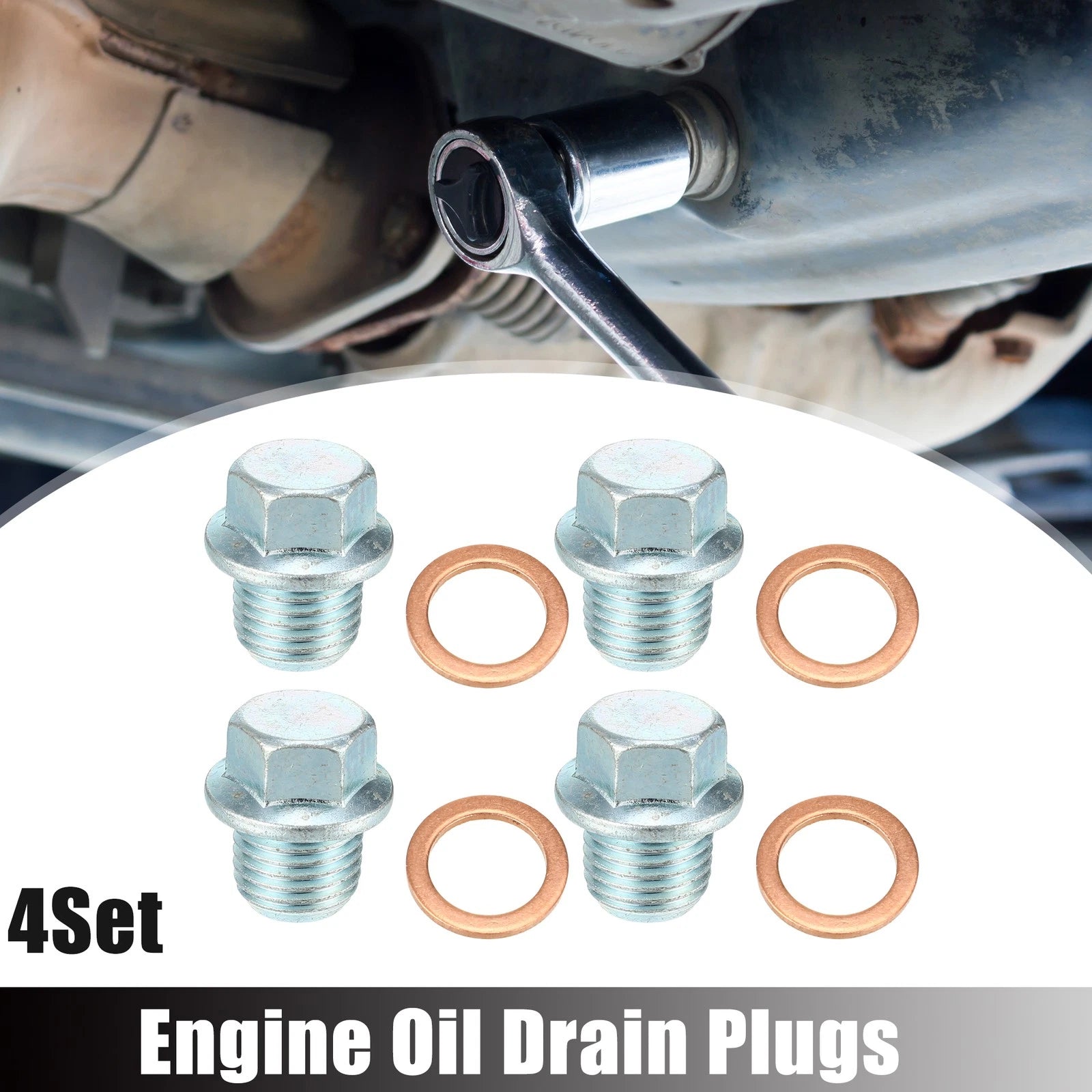 Oil Drain Plug M14x1.5 with Washer 4pc Set for Mitsubishi Silver Tone (2000–2000)