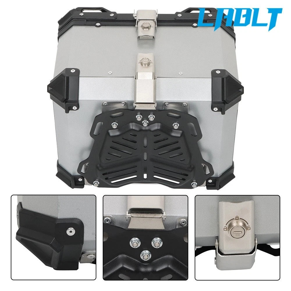 45L Silver Motorcycle Tour Tail Box for Universal Models (Waterproof)