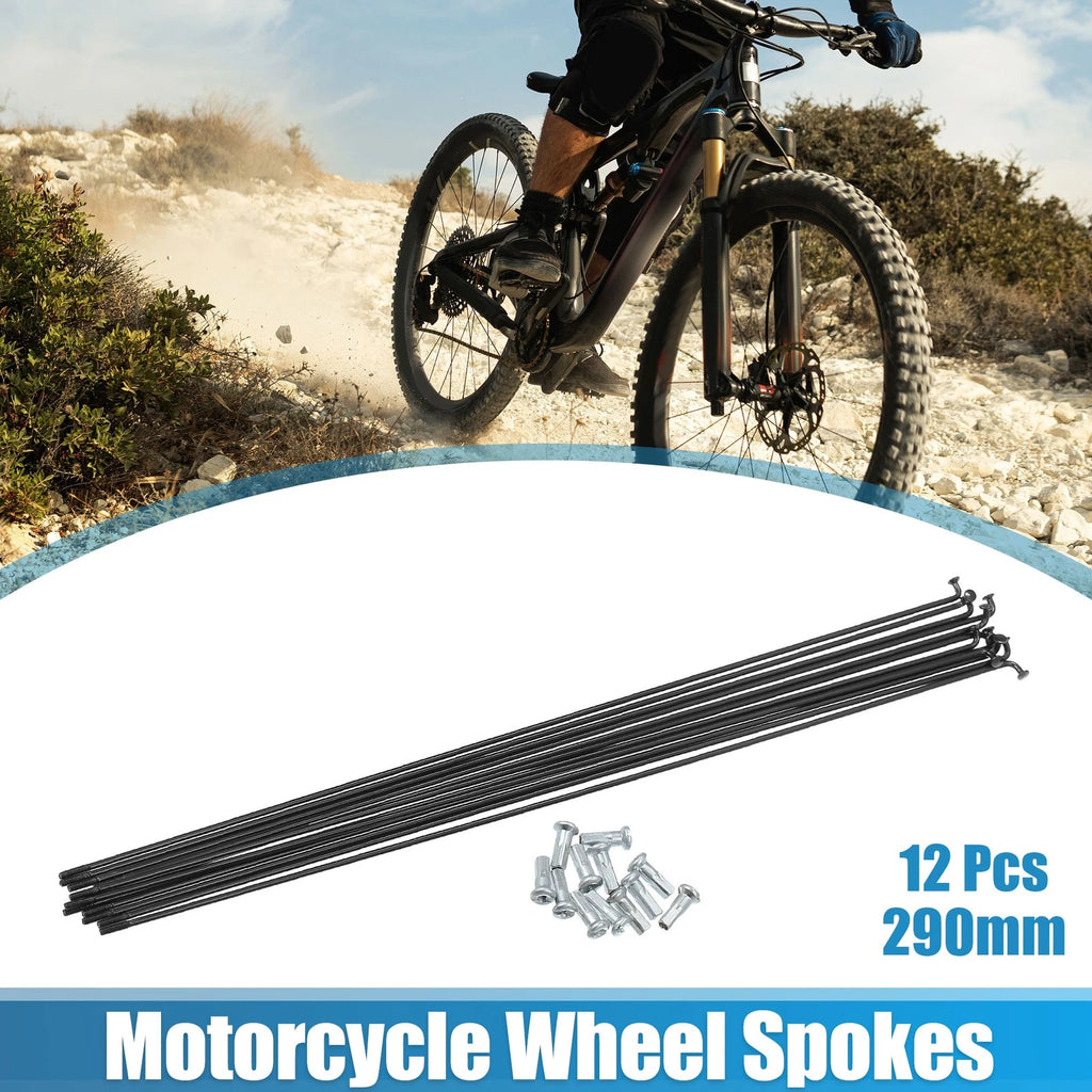 12pcs J Bend Bicycle Spokes with Nipples 290mm for 14G Bicycle Wheels (290mm)