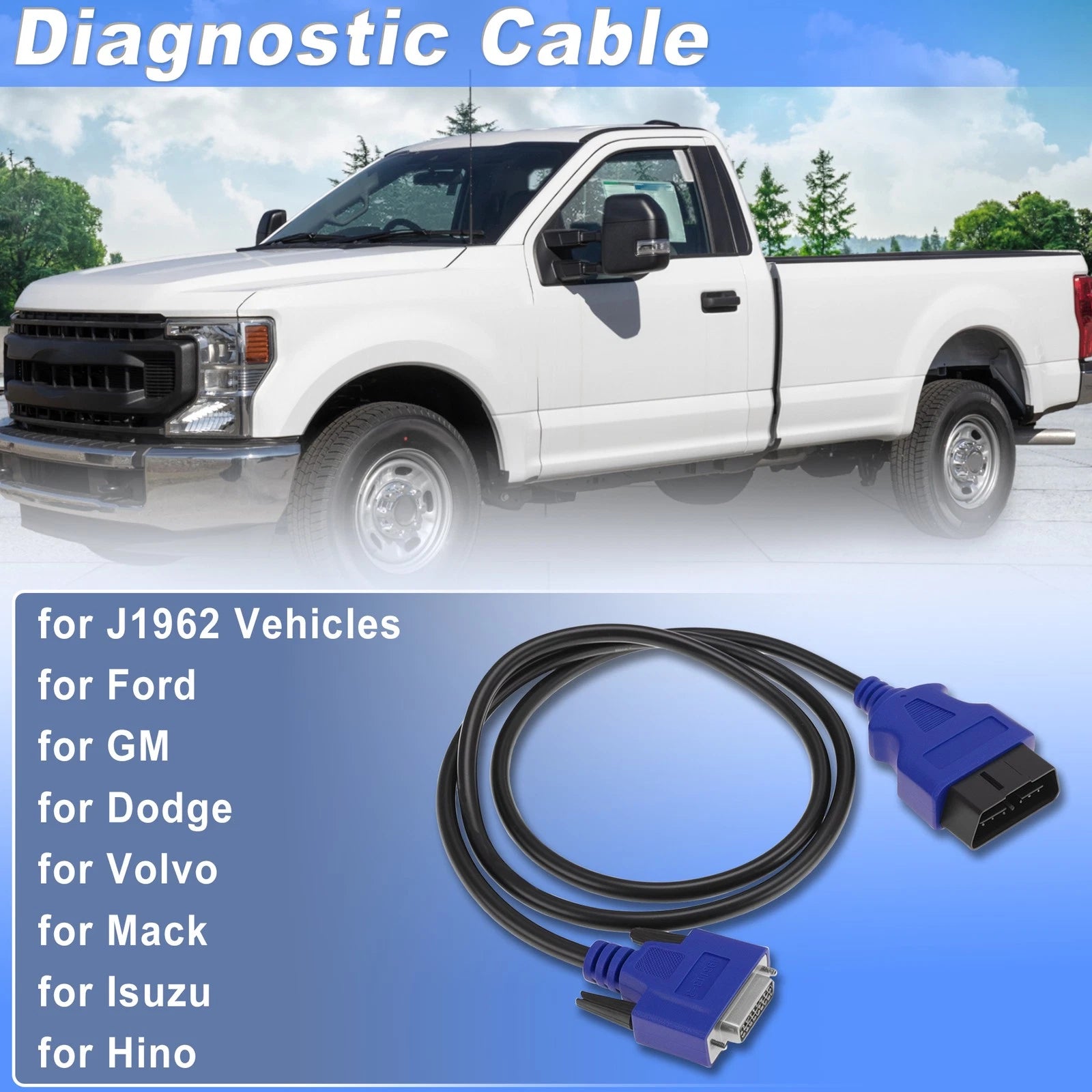 OBD2 Diagnostic Cable for Ford J1962 Vehicles (16Pin, 493113)