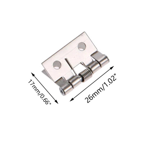 10x Silver Mini Spring Butt Hinge for Dollhouse Jewelry Chest (26x31mm)
