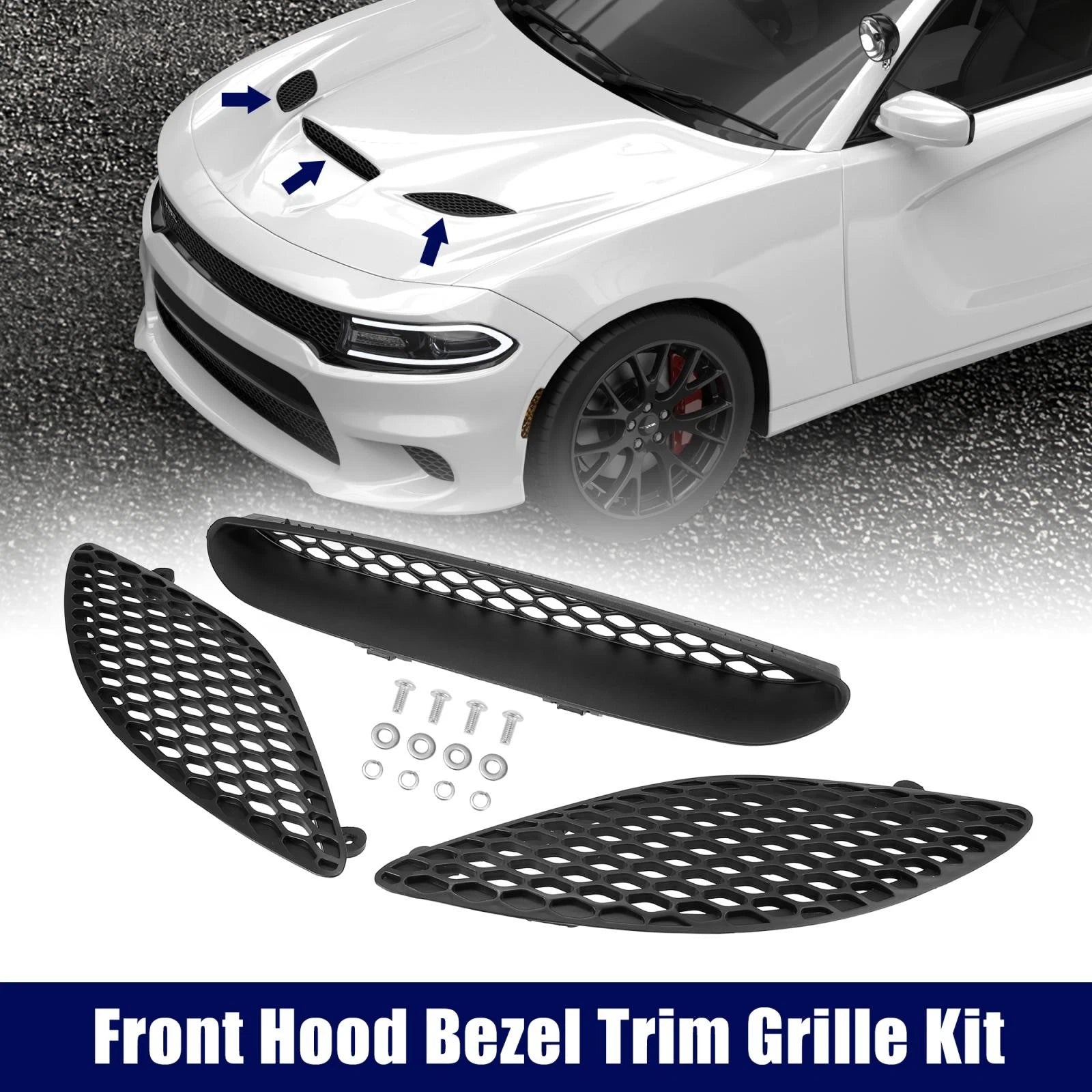 Hood Bezel Front Trim Grill Kit for Dodge Charger (2015–2020)