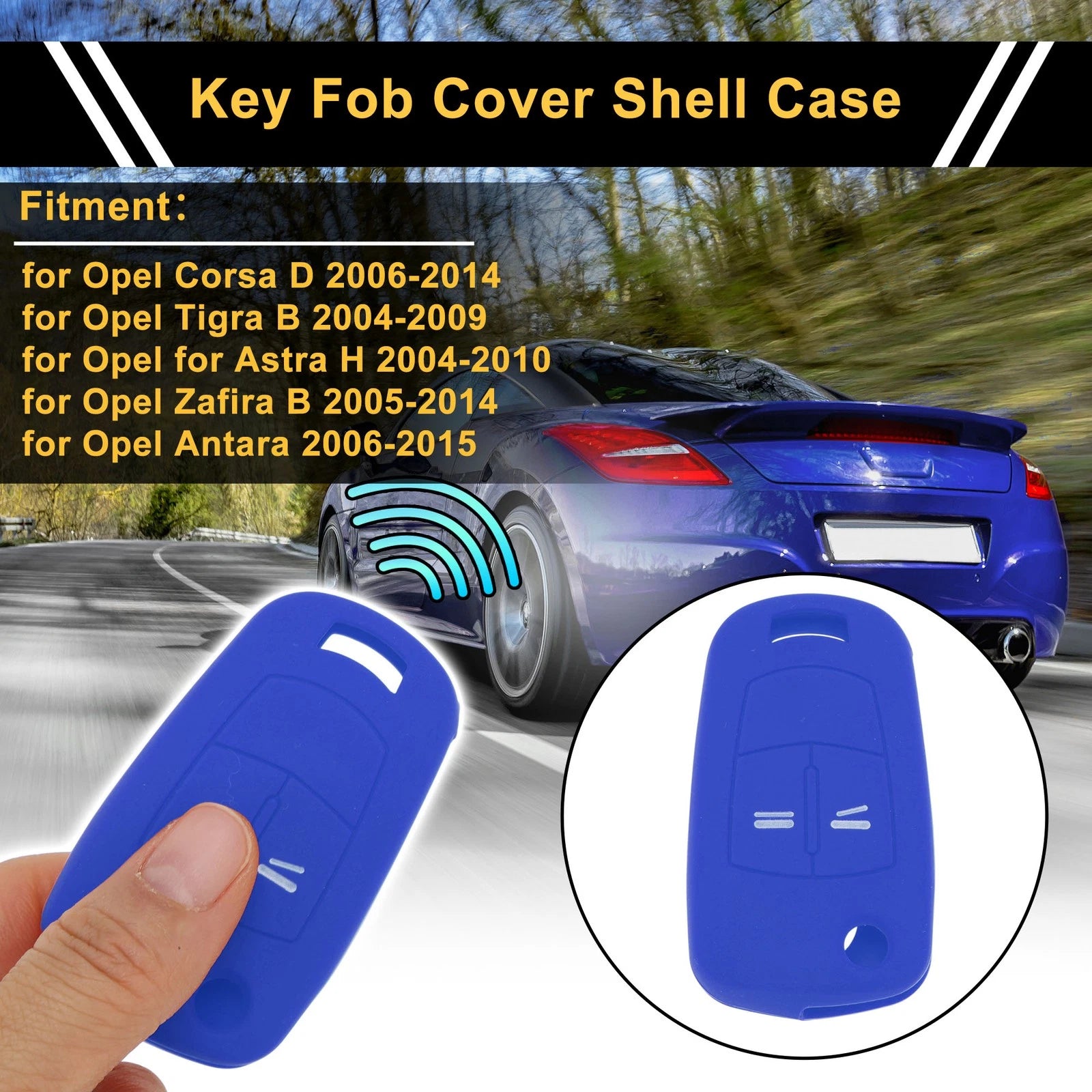 Blue Silicone Car Key Case for Opel Corsa D (2006–2014) - 2 Buttons