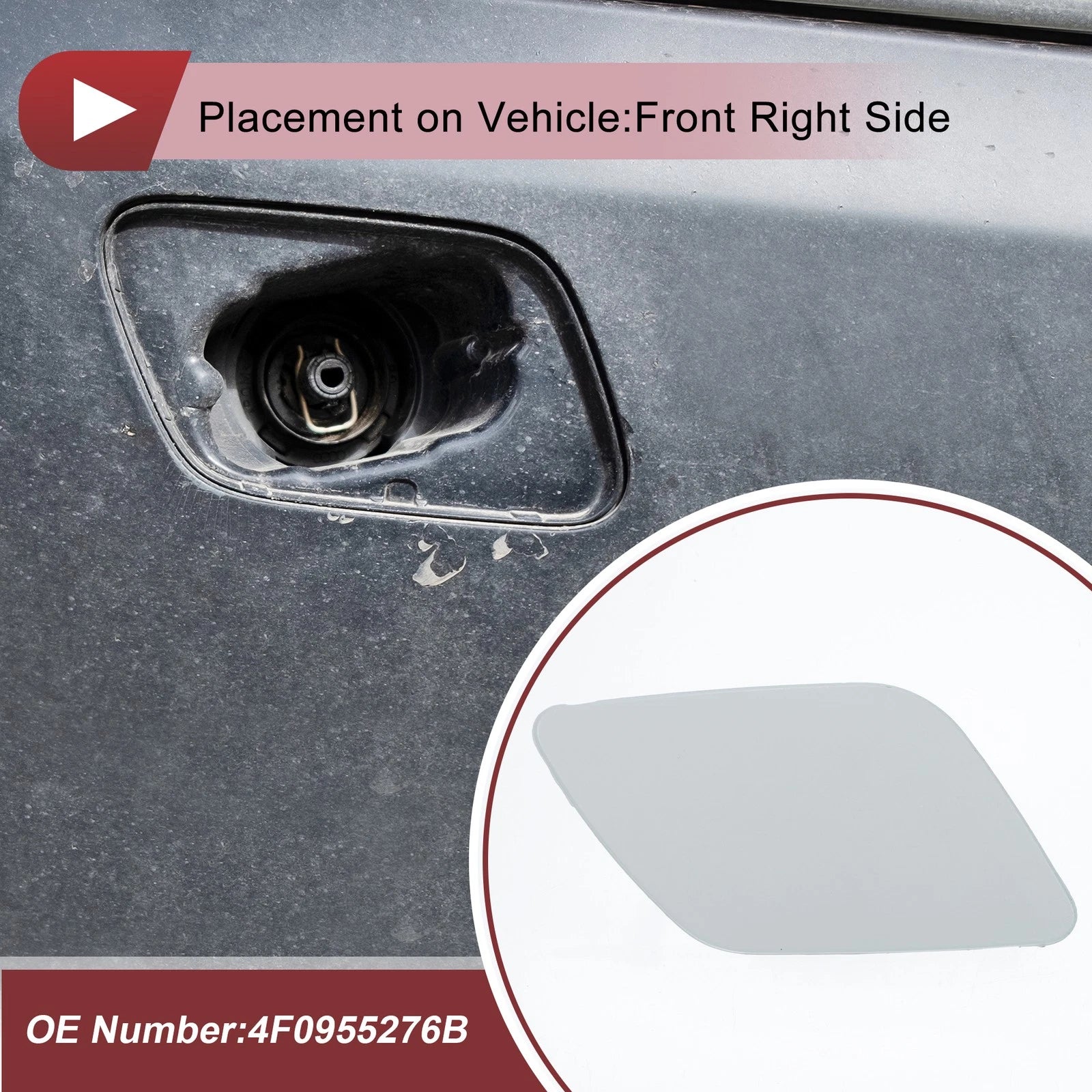 Washer Nozzle Cover Cap Front Right for Audi A6 (2009–2010) Unpainted