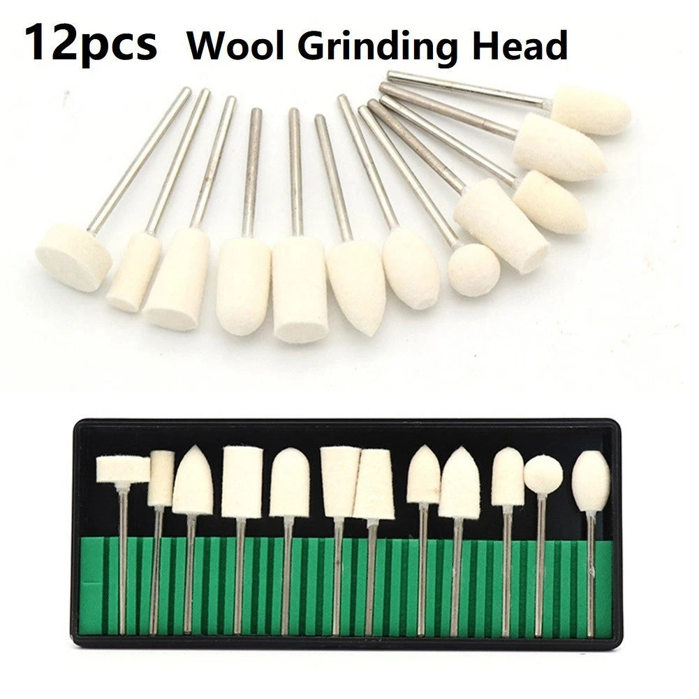 12 Pcs Wool Felt Grinding Head Rotary Tool Abrasive Set