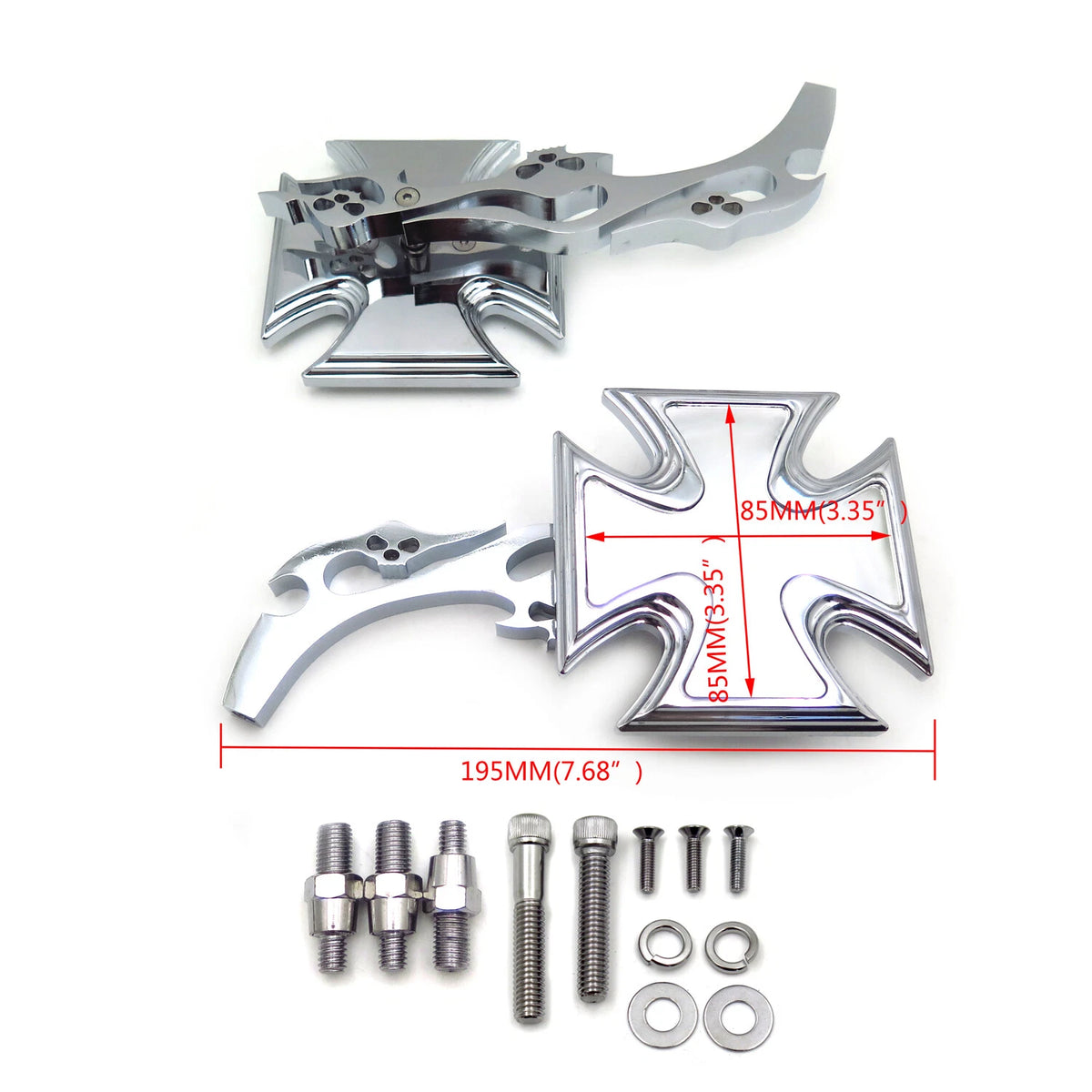 Maltese Cross Acrylic Mirrors for Harley Dyna Wide Glide (Chrome)