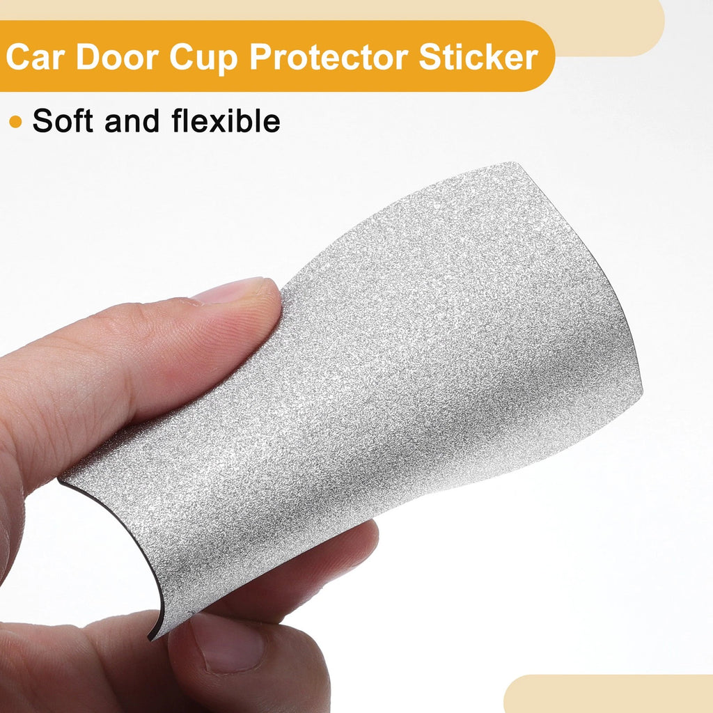 Universal Magnetic Car Door Cup Protector Sticker - Matte Silver Tone