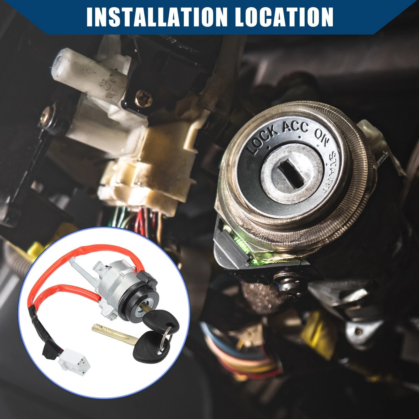 Ignition Switch Cylinder Front Door Lock Cylinder with Keys for Hyundai IX35 (2015–2015)
