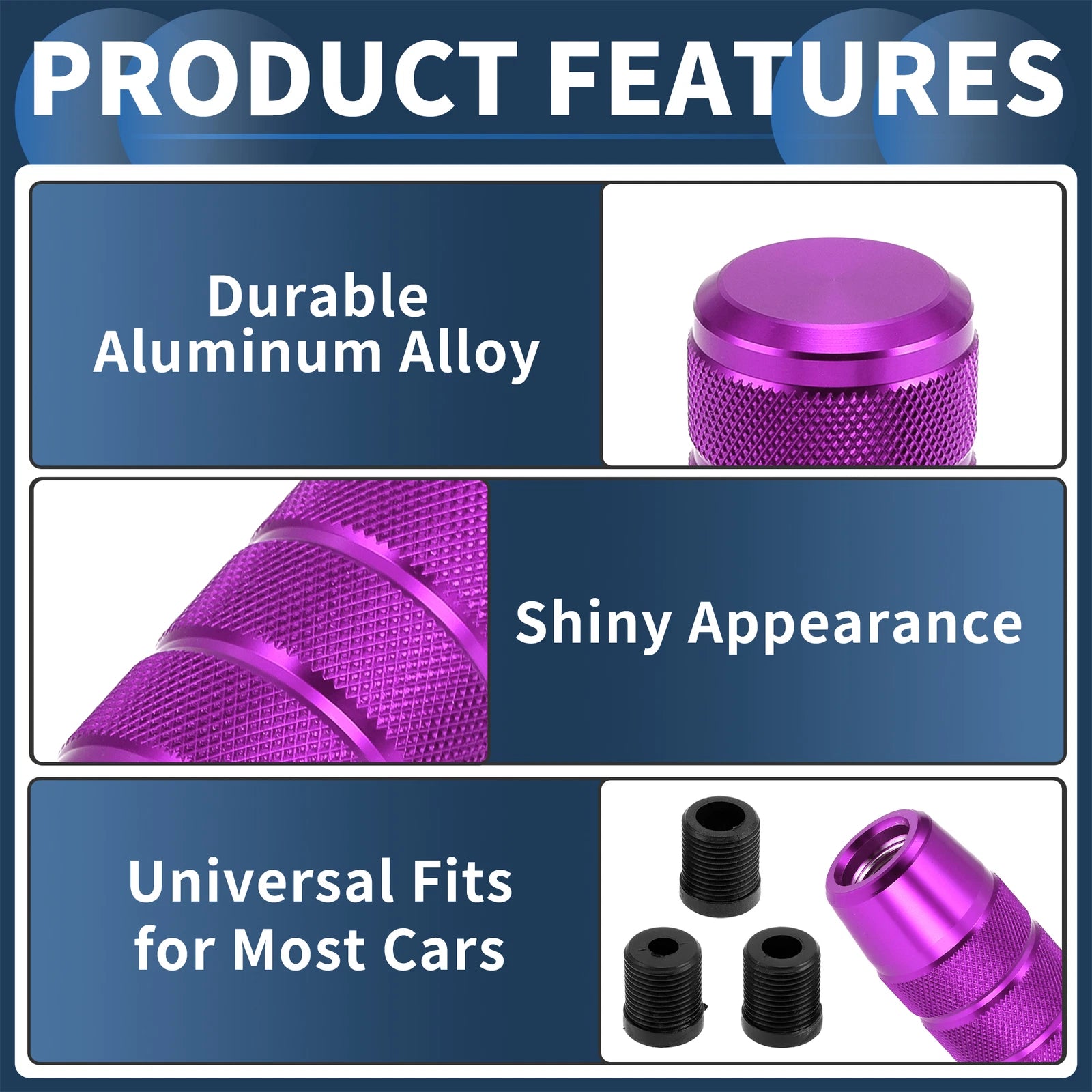 Shift Knob with 3 Adapters for Universal Fit (Automatic/Manual)