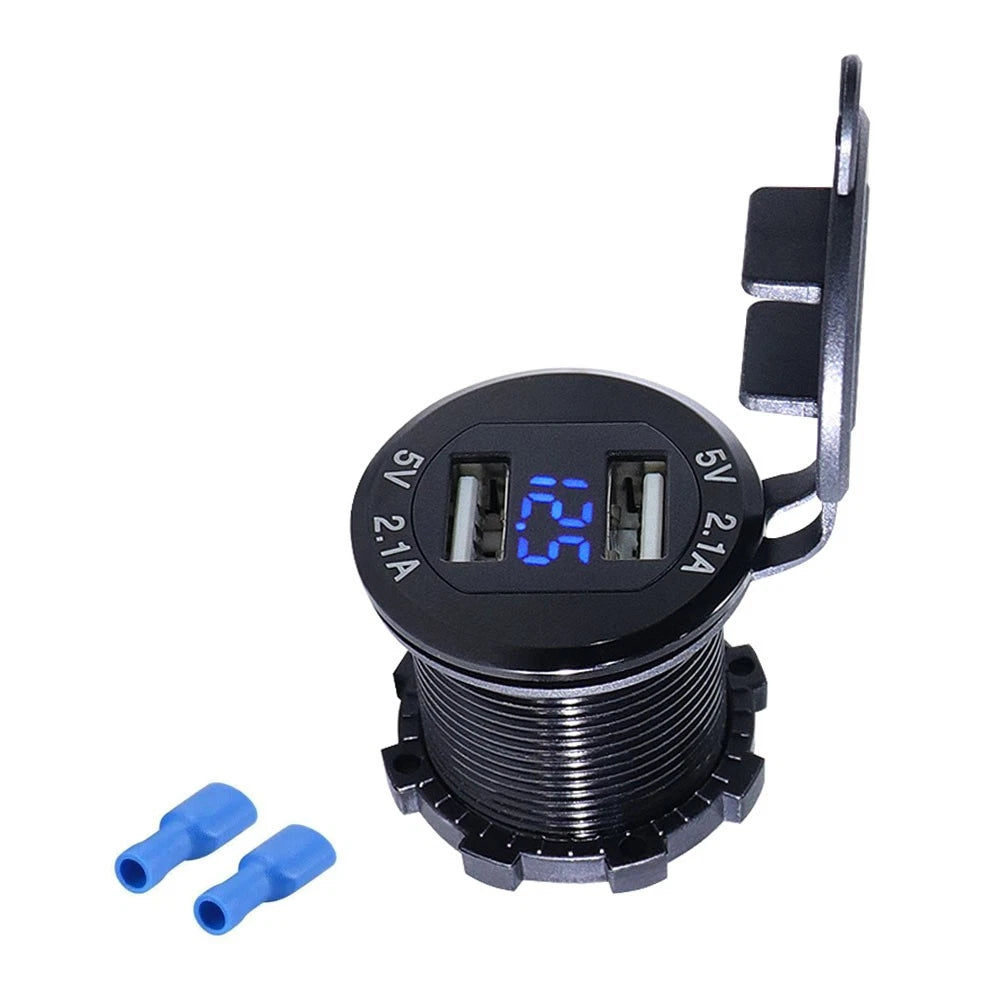Car Cigarette Lighter Socket Dual USB Phone Charger Adapter For Motorcycle Boat