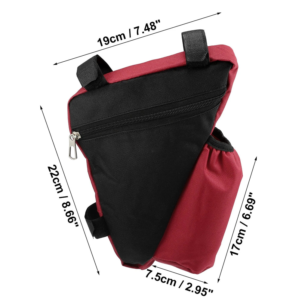 Triangle Frame Bag with Bottle Holder Storage for Mountain Bike Red (All Years)