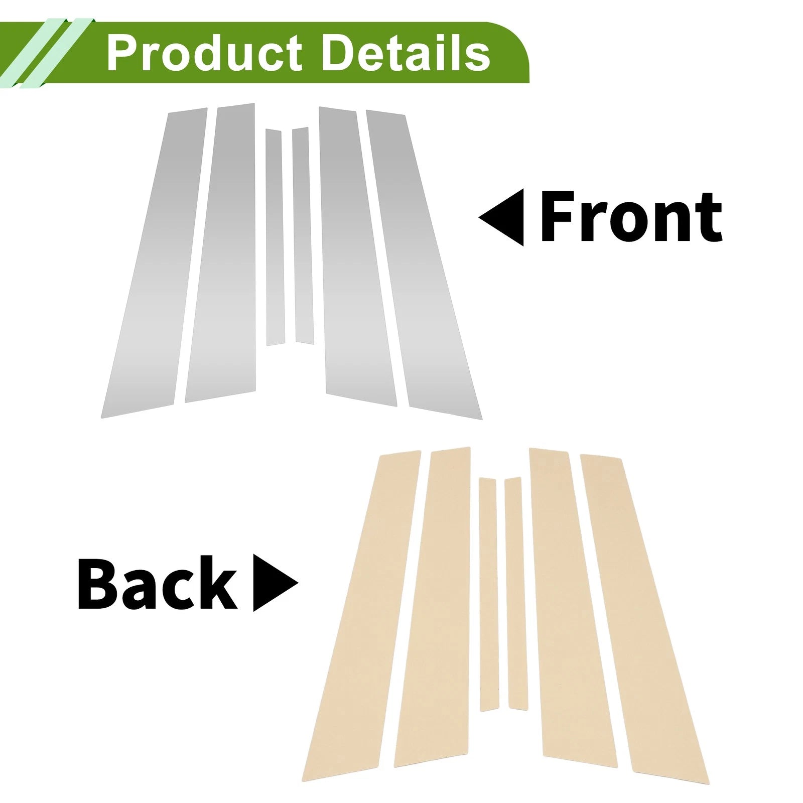 Door Pillar Window Trim Kit 6 Pcs for BMW 3-Series (1999–2005) Silver