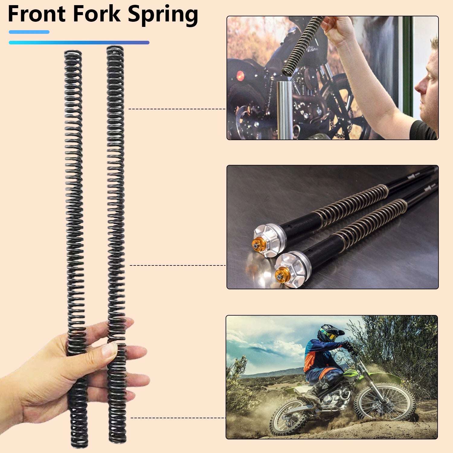 Heavy Duty Fork Springs & Rear Spring for Kawasaki KLX140 (2008–2020)