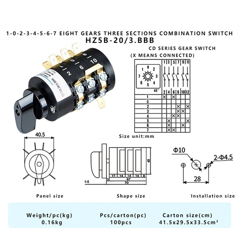 Cam Switch HZ5B-20/3 for Industrial Use (AC380V)