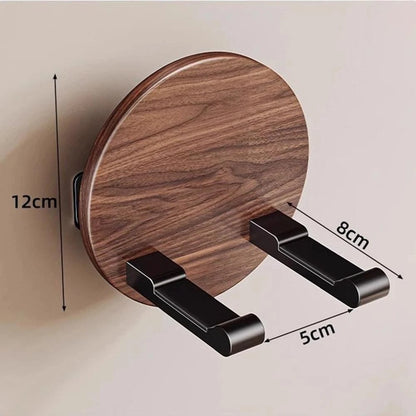 Walnut Hair Dryer Holder Wall Mounted Organizer for Bathroom (No Drill)