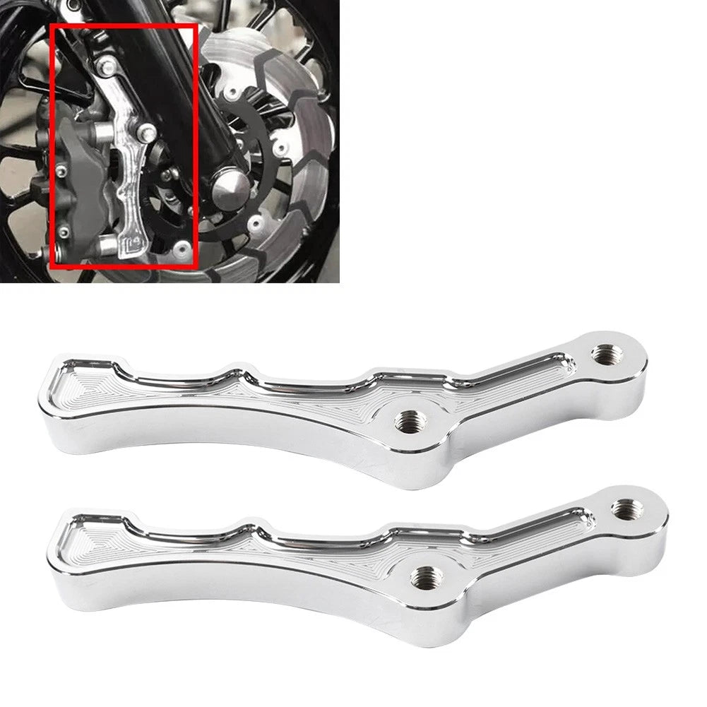 Pair CNC Radial Front Brake Caliper Mount Bracket 108mm Chrome For Harley