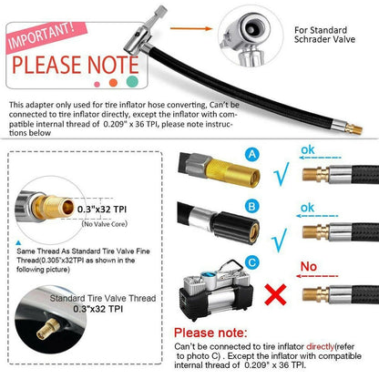 Inflator Extension Tube for Bike Motor (Rubber & Metal)