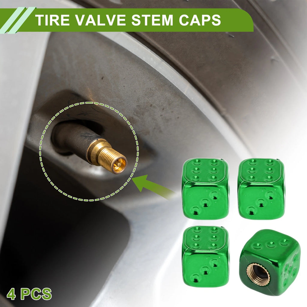 Tire Valve Stem Caps Replacement Dust Covers Green for Bicycle (4 Pcs)