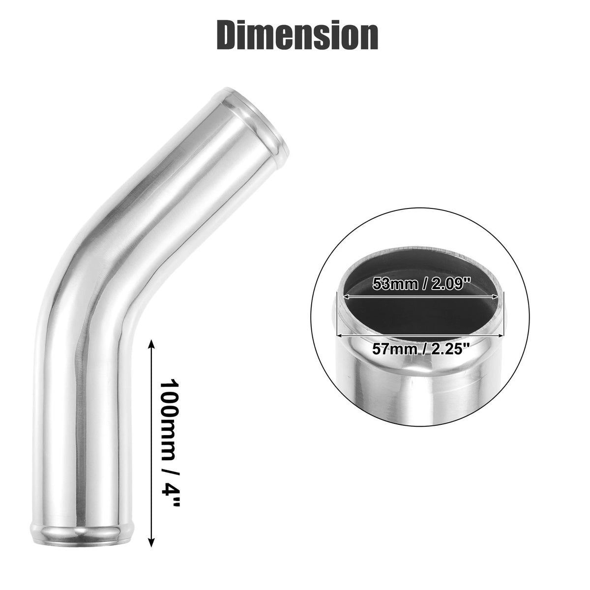 Intercooler Pipe Intake Tube 45 Degree Bend Elbow for Car OD 2.25"