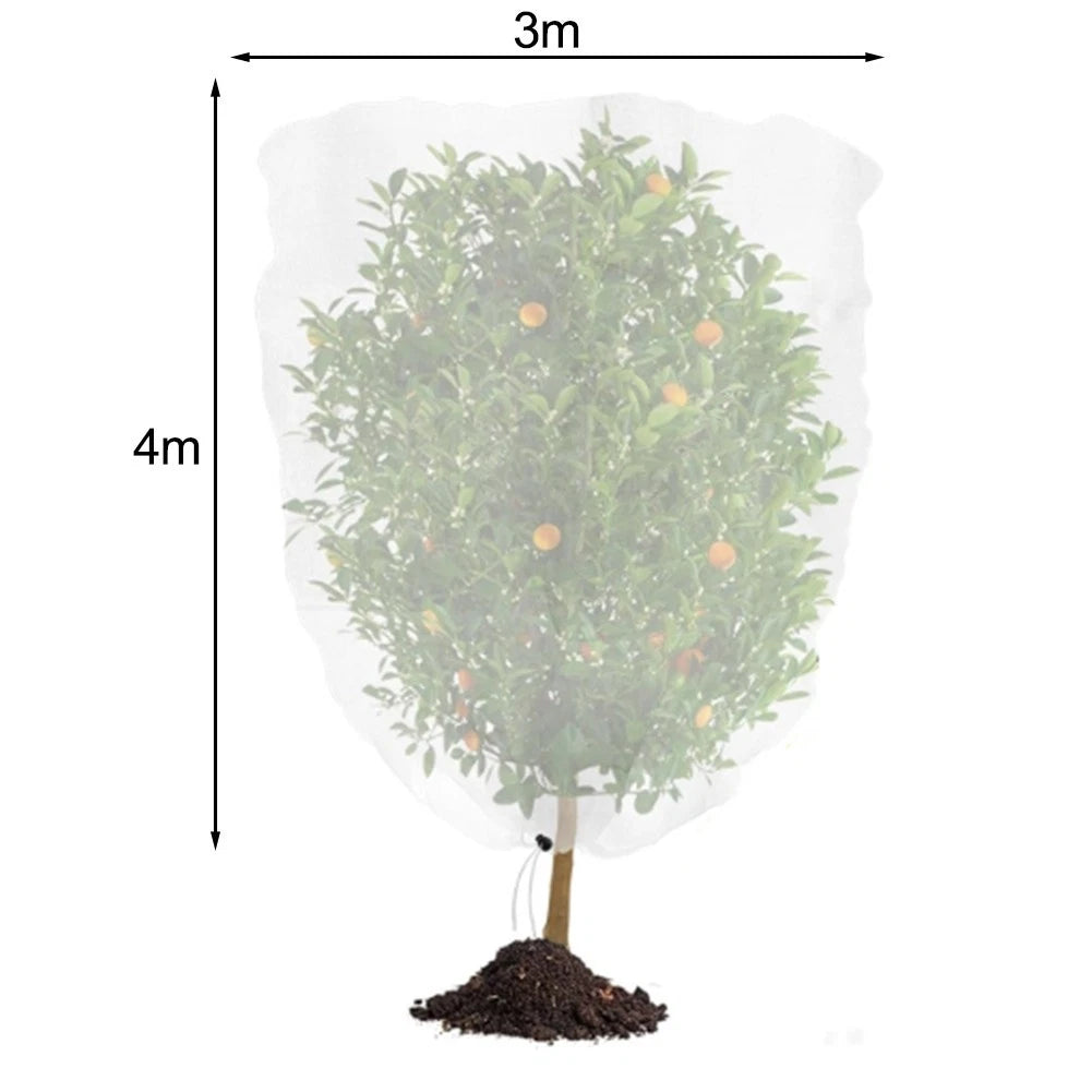 White Zipper Drawstring Mesh Plant Cover for Fruit Trees & Garden Plants