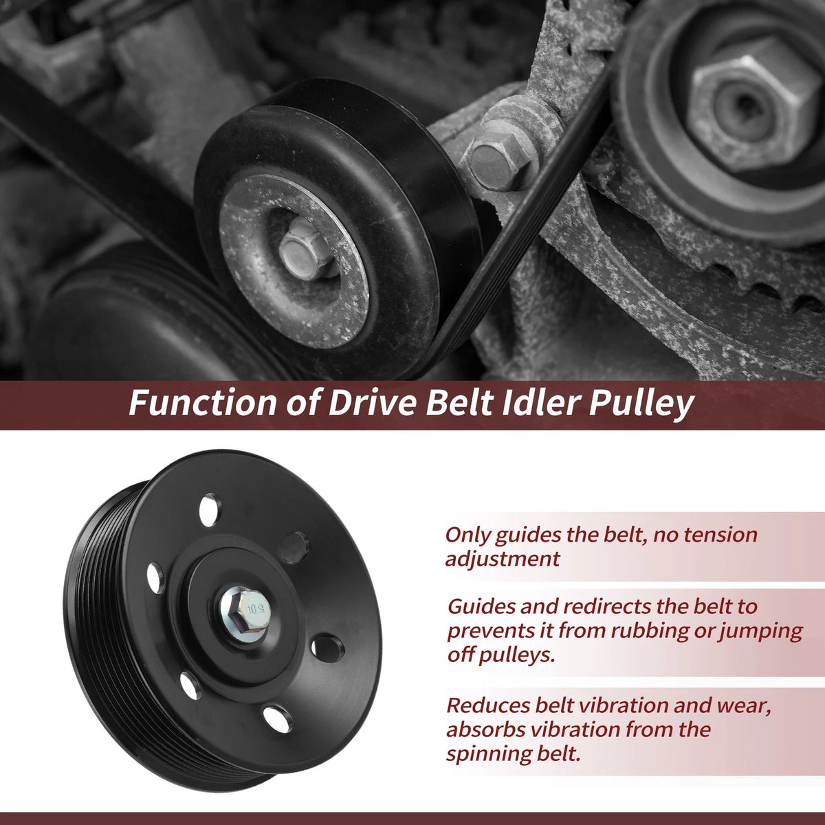 Accessory Drive Belt Idler Pulley Replacement for Dodge Ram 2500 3500 4500 (2003–2010)
