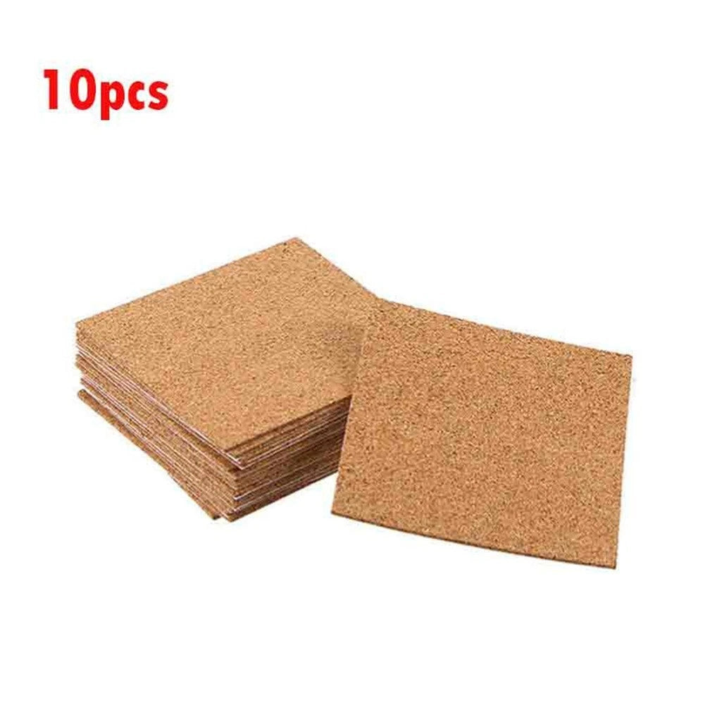 Set of 10 Cork Coasters with Self-Adhesive Backing for Home Bar