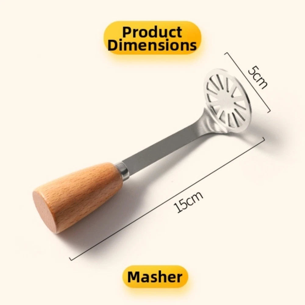Wooden Handle Masher for Ergonomic Use (Rust Resistant)