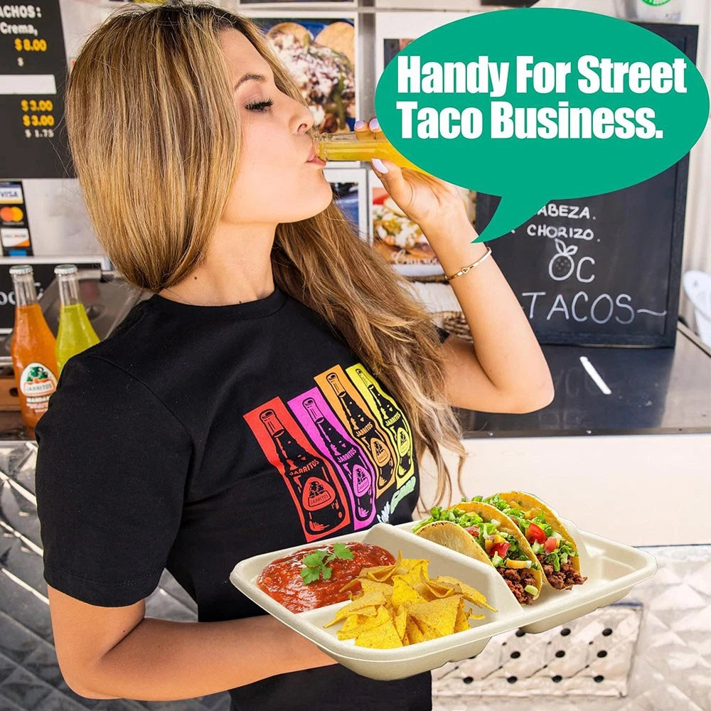 25 Pcs Taco Plates with Dividers