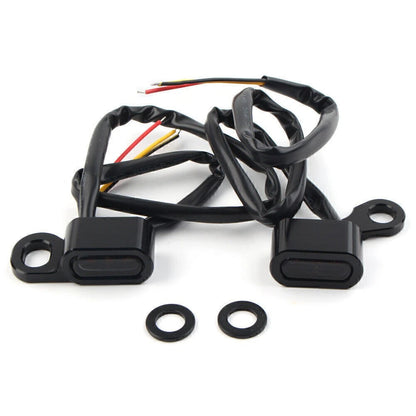 2x Front turn signal light mini light for harley 1996-17 Dyna models Black+Smoke