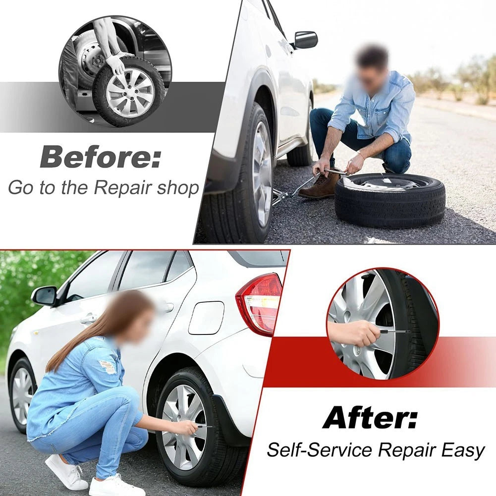 100pcs Tire Seal Repair Kit Steel Nails with Rubber Coating and Screwdriver