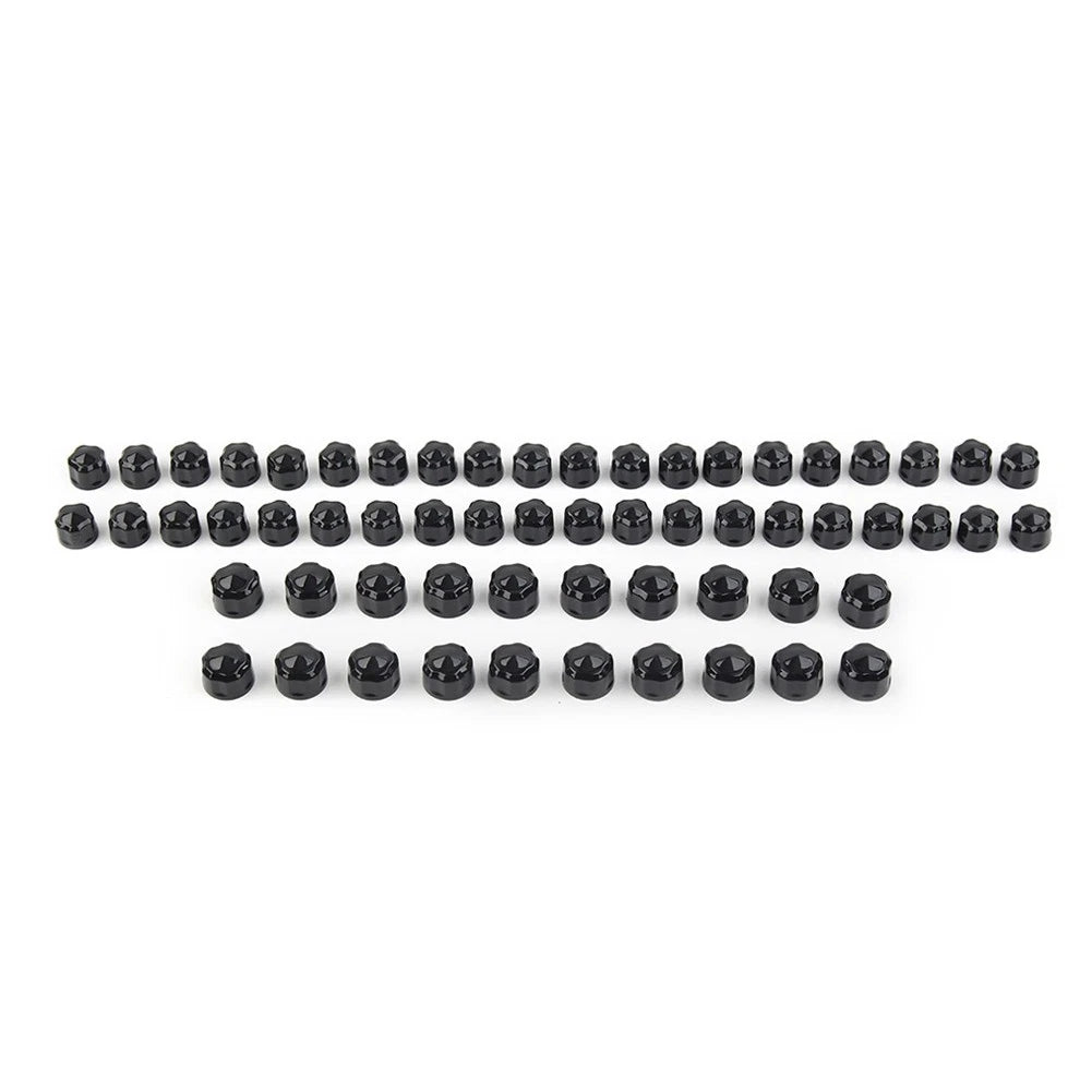 60pc Black Engine Kaps Bolt Covers for Harley Road Street Glide Softail (2017–Present)