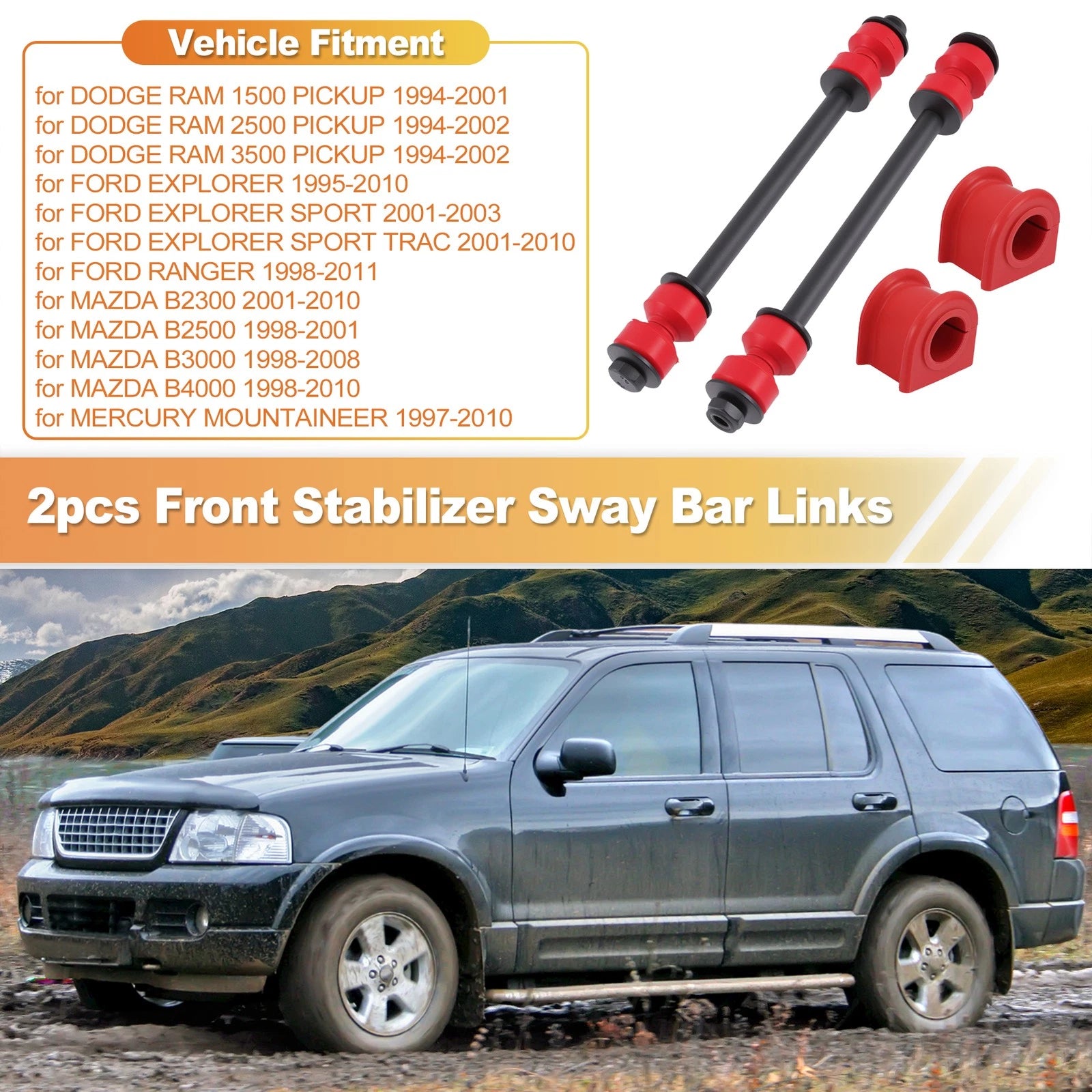 Sway Bar Links Bushing Kit Front 4pc for Dodge Ram 1500 2500 3500 (1994–2004)